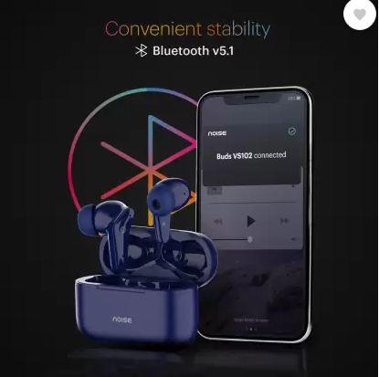 Noise Buds VS102 with 50 Hrs Playtime, 11mm Driver, IPX5 and Unique Flybird Design Bluetooth Headset (Midnight Blue, True Wireless)