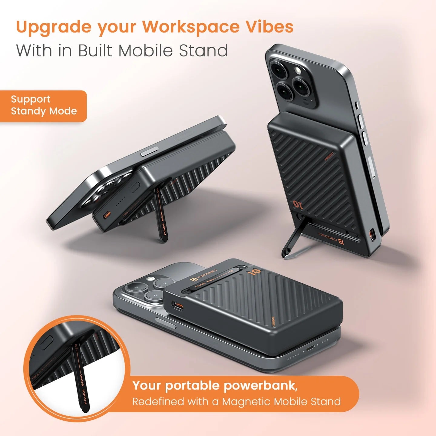 15W Wireless Charging | 20W Max Wired Output | MagSafe Mobile Stand | Bi-Directional Type C Dual Port