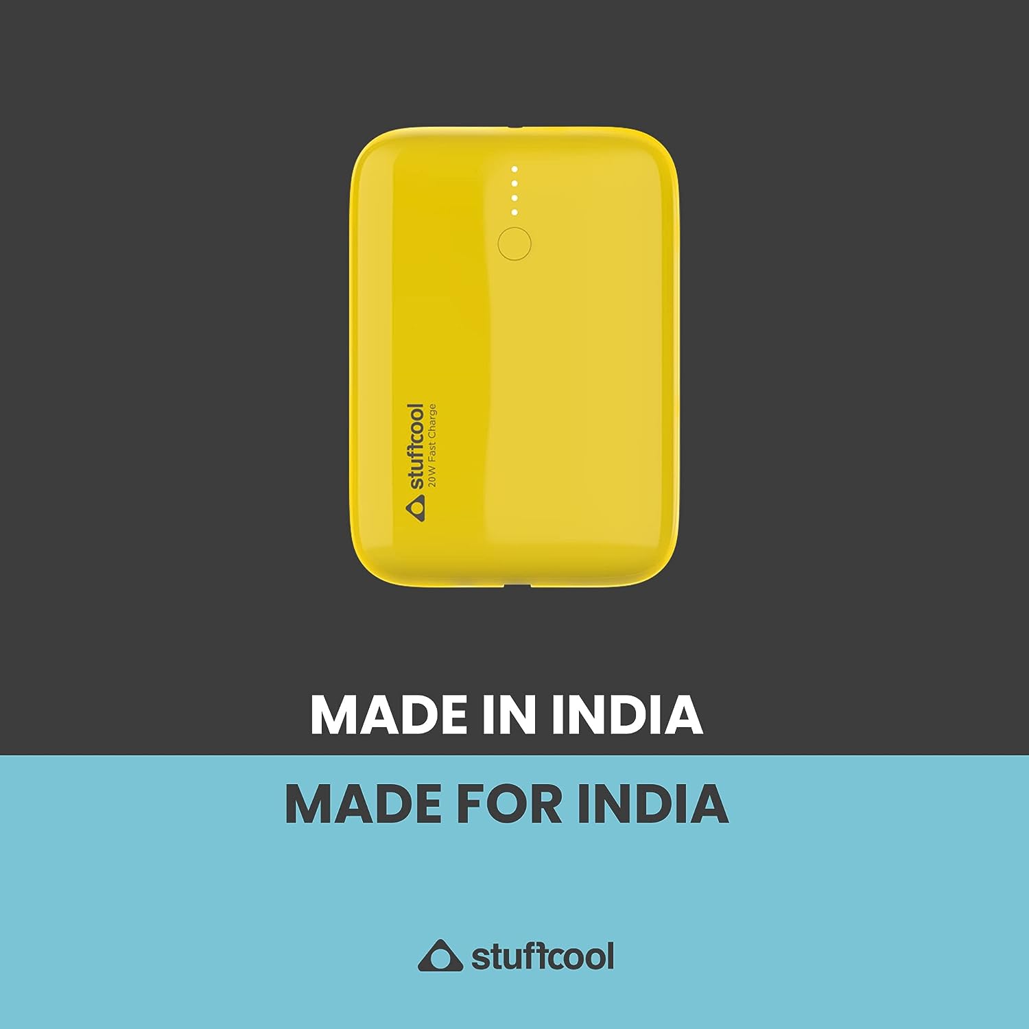 Stuffcool 10000mAh Palm Smallest QC PD 20W Type C Super Premium Mini Powerbank, Charges Any iPhone 50% in 30 mins