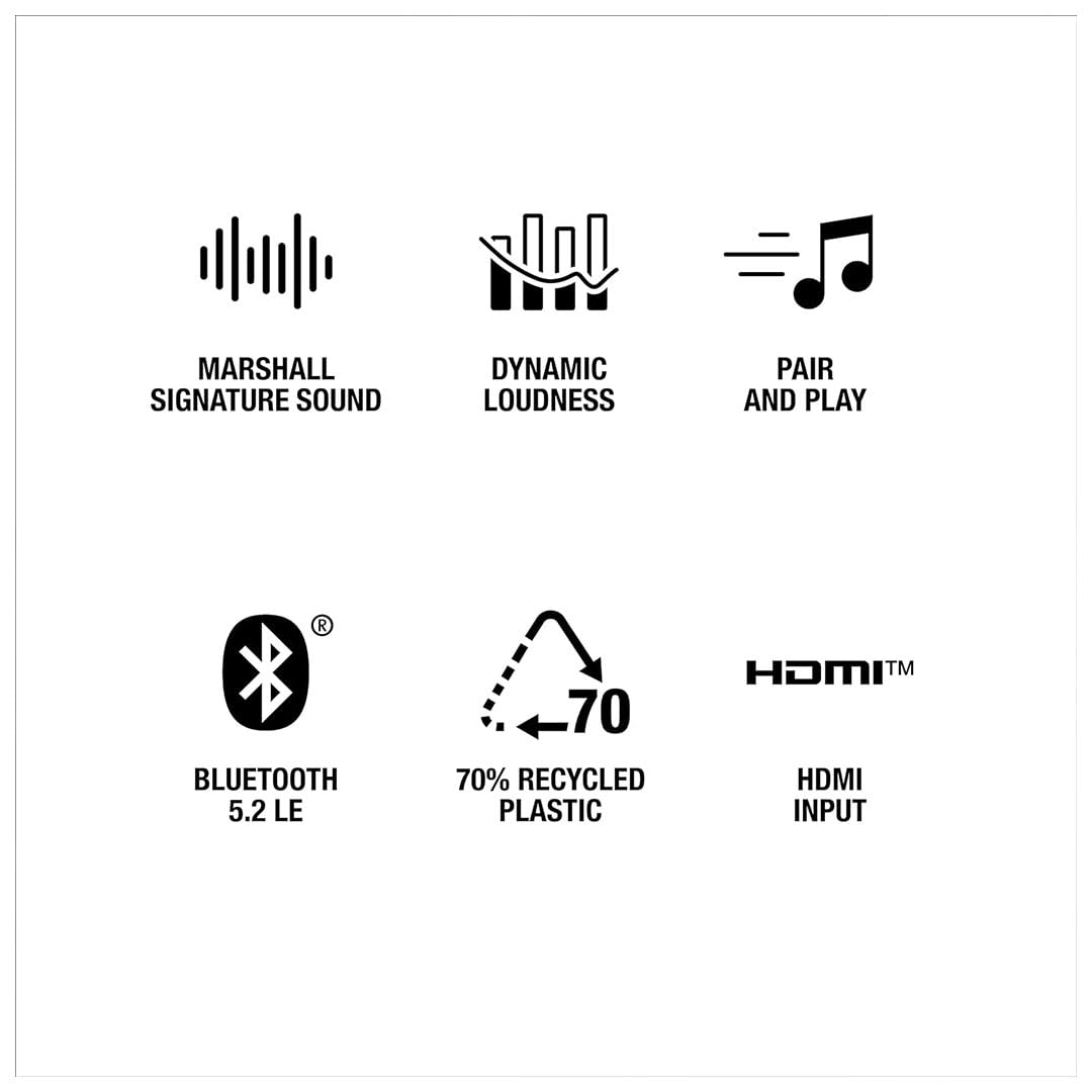 Marshall Woburn III Wired Connectivity Home Speaker with HDMI Input, Bluetooth 5.2 & RCA or 3.5mm Input - Brown