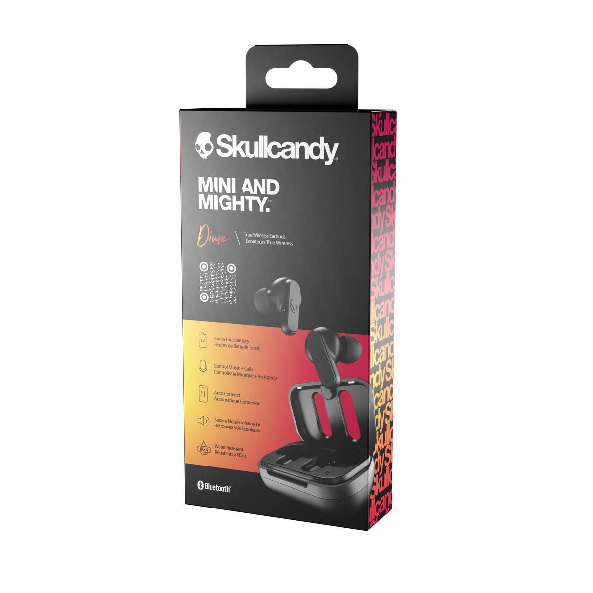 Skullcandy Dime True Wireless in-Ear Bluetooth Earbuds Compatible with iPhone and Android/Charging Case and Microphone/Great for Gym, Sports, and Gaming, IPX4 Water Dust Resistant - Black
