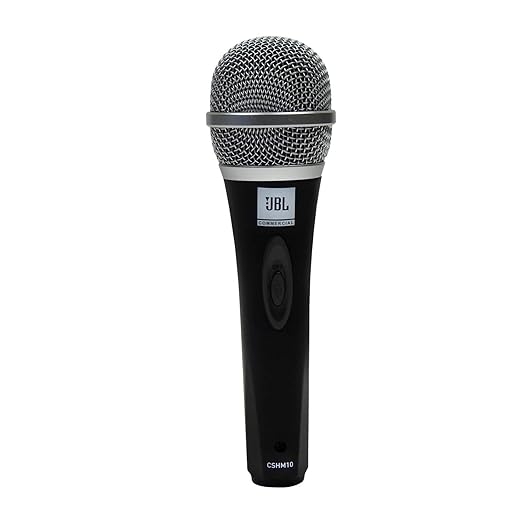 JBL Commercial CSHM10 HAndheld Dynamic XLR Unidirectional Microphone With On/Off Switch (Cable Not Included) Black, Medium