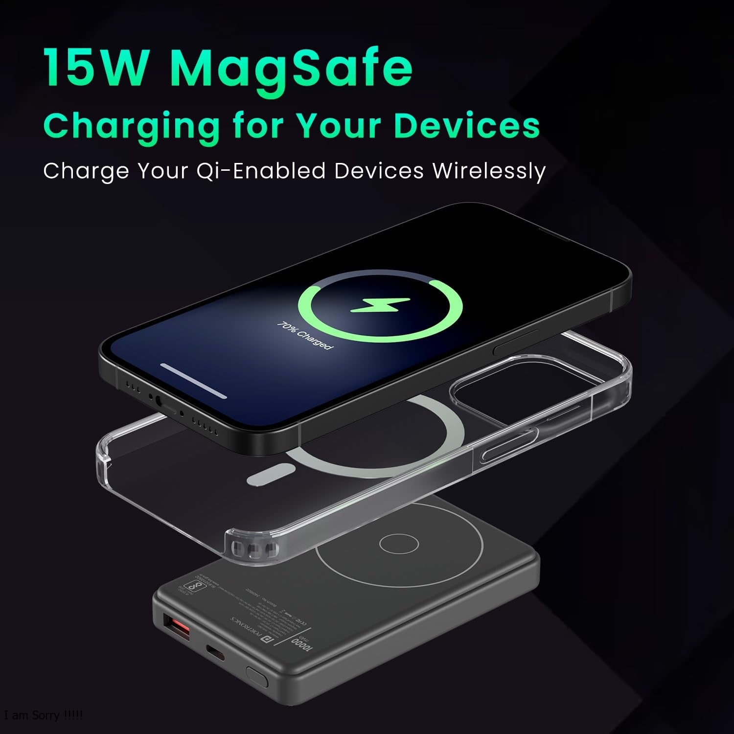 Portronics Luxcell Wireless Mini 10k 10000mAh 15W Magnetic Wireless Fast Charging Smallest Power Bank with 22.5 Wired Output Compatible with iPhone 12 & Above & Other QI Enabled Devices(Black)