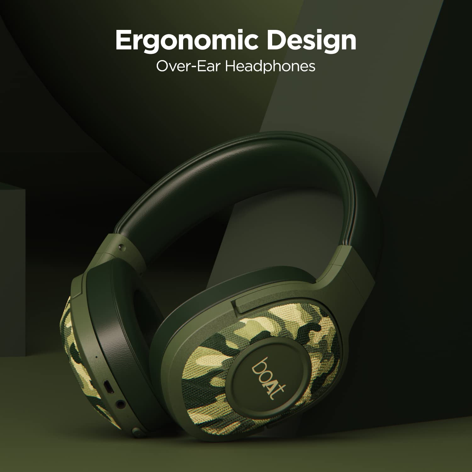 Roll over image to zoom in boAt Rockerz 550 Over Ear Bluetooth Headphones with Upto 20 Hours Playback, 50MM Drivers, Soft Padded Ear Cushions and Physical Noise Isolation, Without Mic (Army Green)