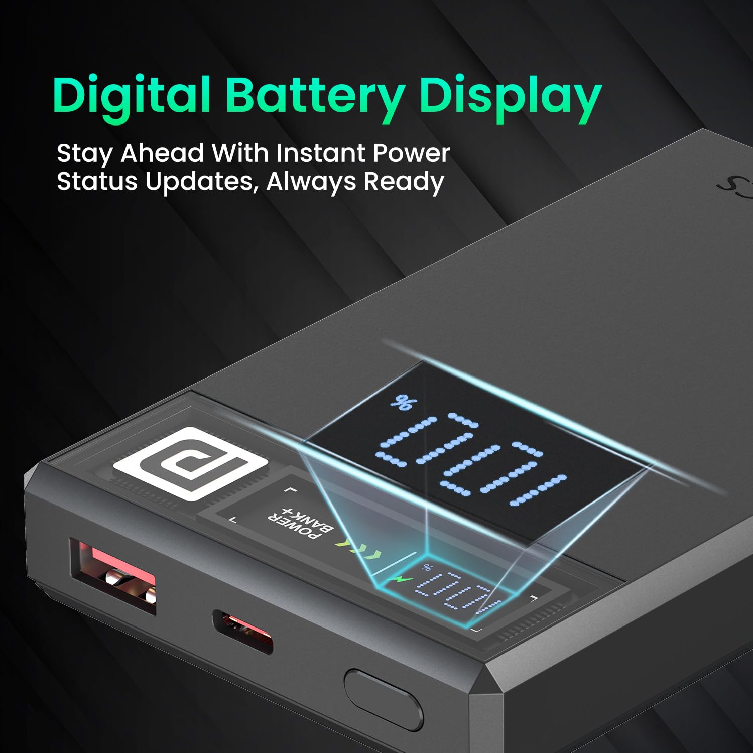 Portronics Luxcell MagClick 10k mAh 15W Magnetic Wireless Fast Charging Power Bank Premium Metallic Finish, 22.5 Wired Output Compatible with iPhone 12 & Above,Type C Smartphones
