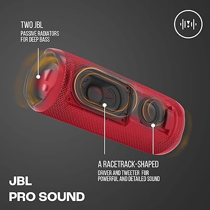 JBL Flip 6 Wireless Portable Bluetooth Speaker Pro Sound, Upto 12 Hours Playtime, IP67 Water & Dustproof, PartyBoost & Personalization App , Red