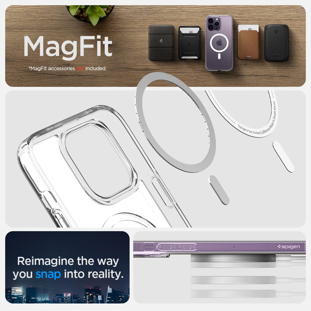 Spigen Ultra Hybrid Magfit Back Cover Case Compatible with MagSafe (TPU + Poly Carbonate | Frost Clear)