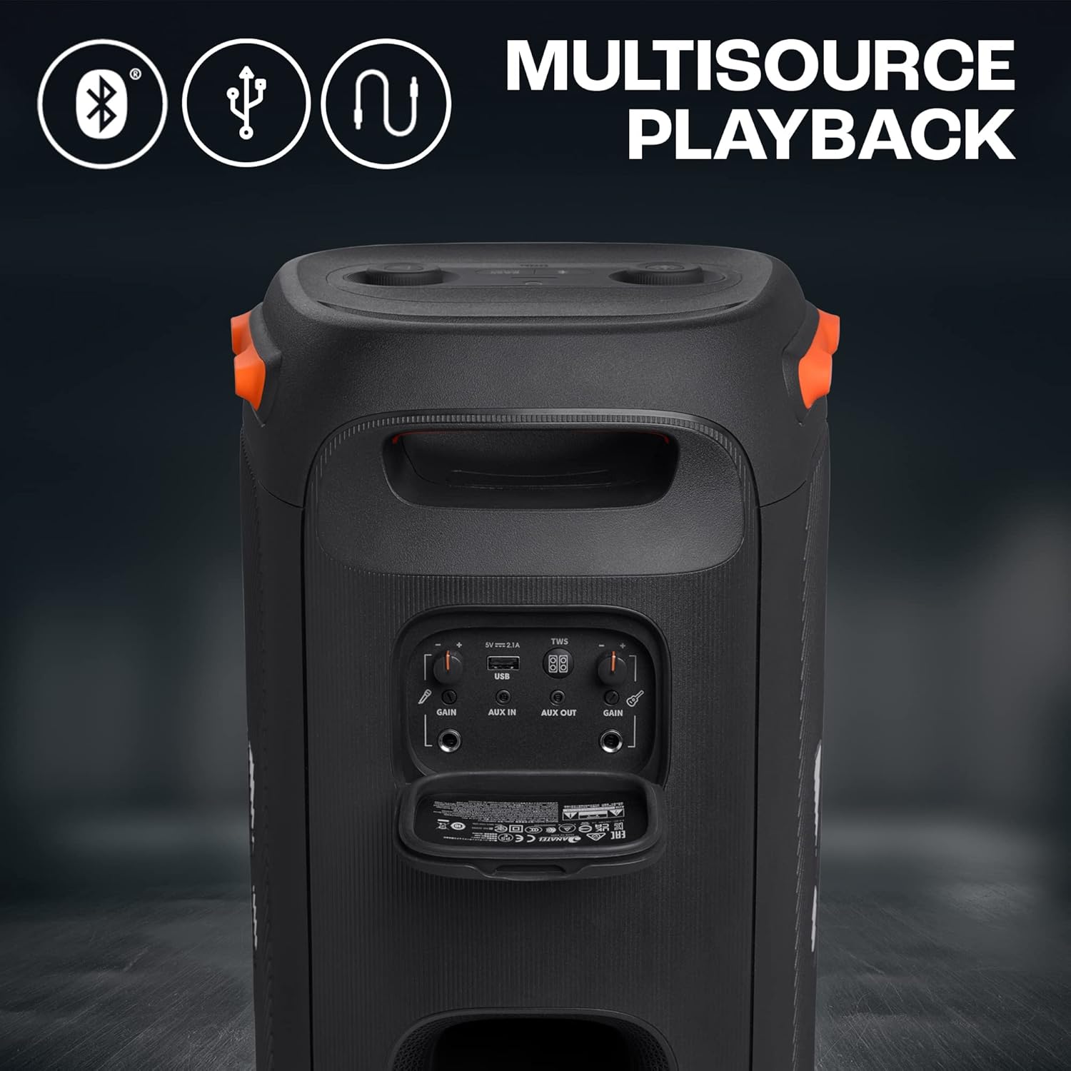 JBL Partybox 110, Wireless Bluetooth Party Speaker, 160W Monstrous Pro Sound, Dynamic Light Show, Upto 12Hrs Playtime, Built-in Powerbank, Guitar & Mic Input, PartyBox App, Splashproof (Black)