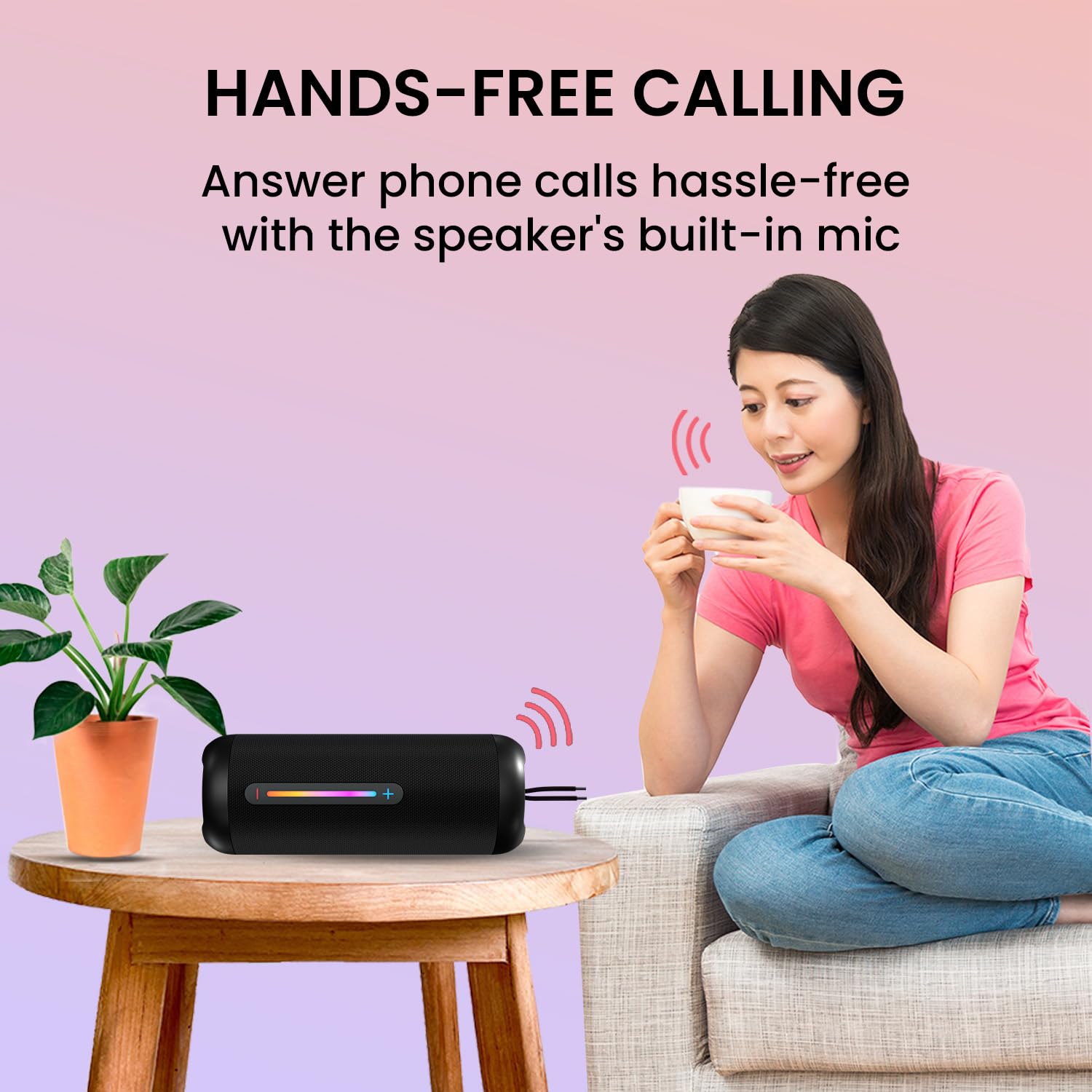 Portronics Breeze 6 35W Portable Wireless Bluetooth Speaker with Mic, 6Hrs Playtime, RGB LEDs, TWS Mode, BT 5.3v,USB Drive, SD Card, AUX in, FM Radio,IPX5 Water Resistant, Type C Charging(Black)