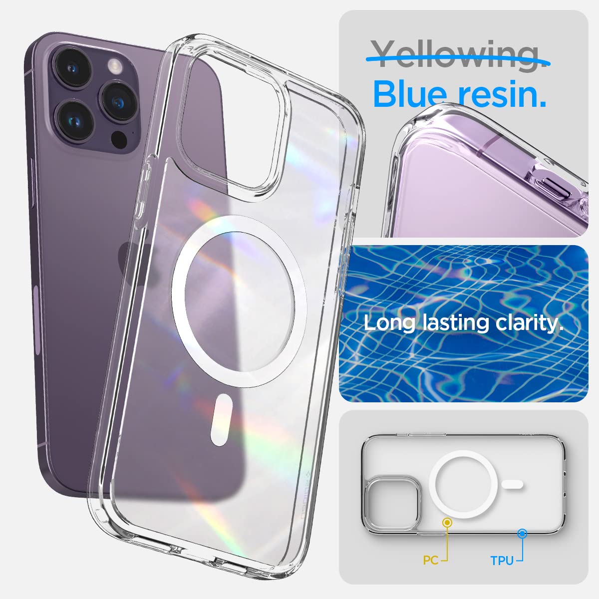 Spigen Ultra Hybrid Magfit Back Cover Case Compatible with MagSafe (TPU + Poly Carbonate | Frost Clear)