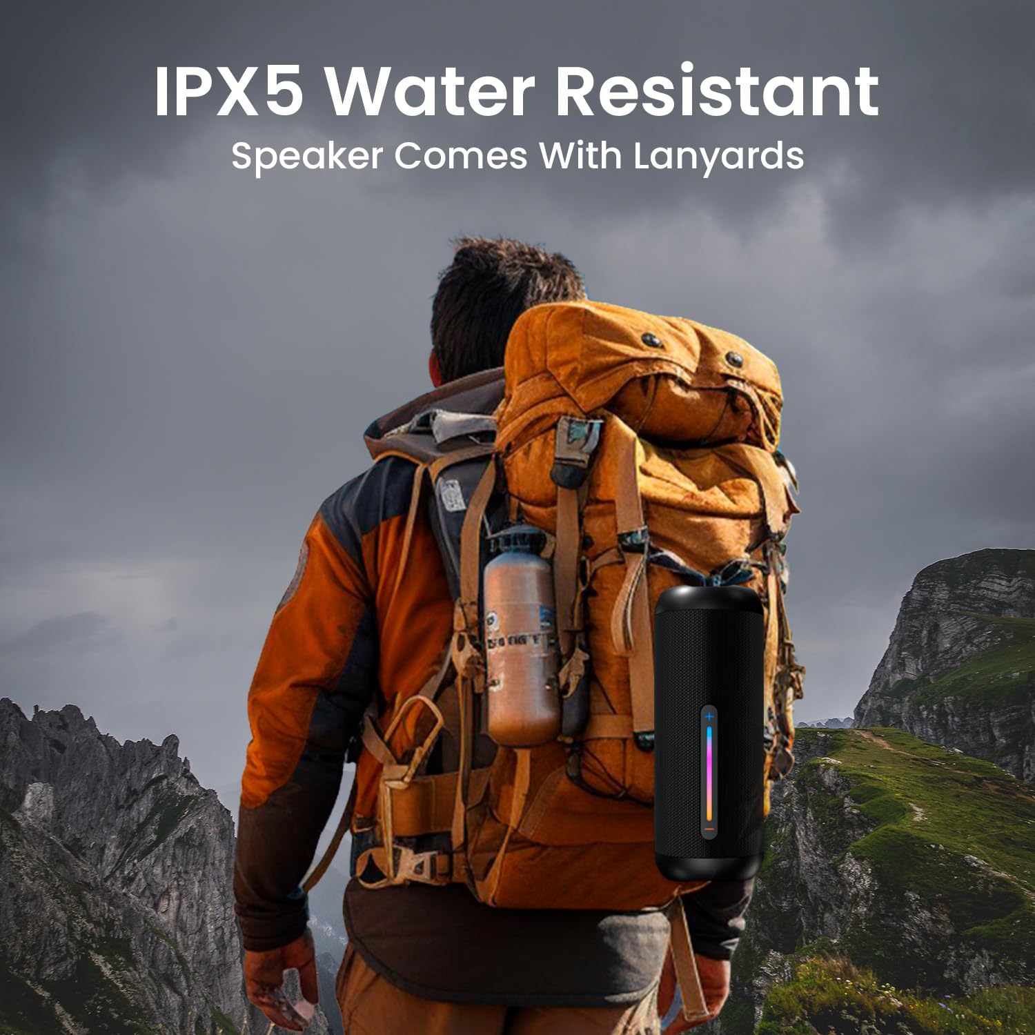 Portronics Breeze 6 35W Portable Wireless Bluetooth Speaker with Mic, 6Hrs Playtime, RGB LEDs, TWS Mode, BT 5.3v,USB Drive, SD Card, AUX in, FM Radio,IPX5 Water Resistant, Type C Charging(Black)