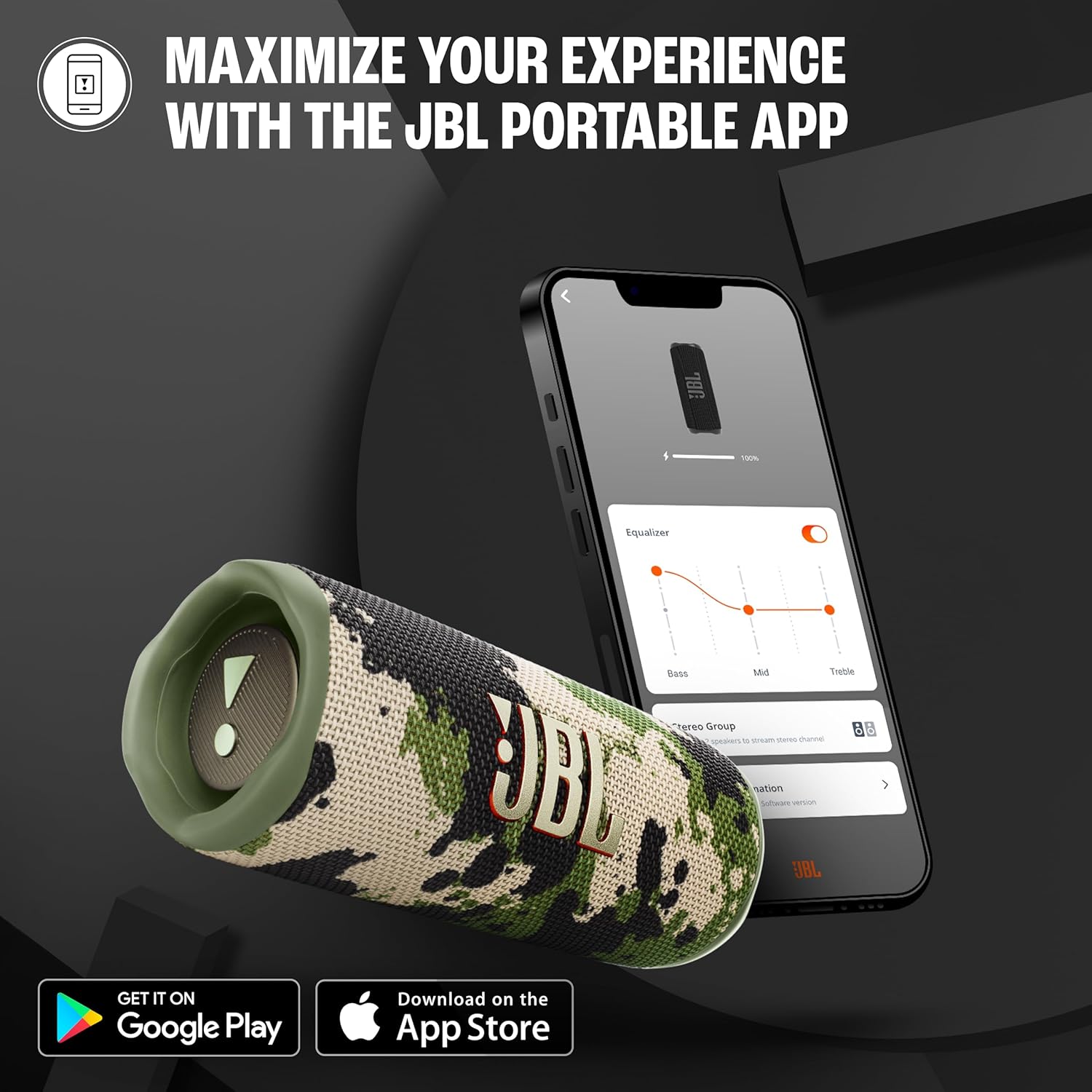 JBL Flip 6 Wireless Portable Bluetooth Speaker Pro Sound, Upto 12 Hours Playtime, IP67 Water & Dustproof, PartyBoost & Personalization App , Squad