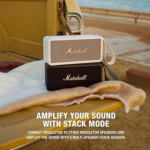 Marshall Middleton Portable Bluetooth Speaker with 20+ Hours of Portable Playtime, 360° Sound, Dust & Waterproof (IP67) - Cream