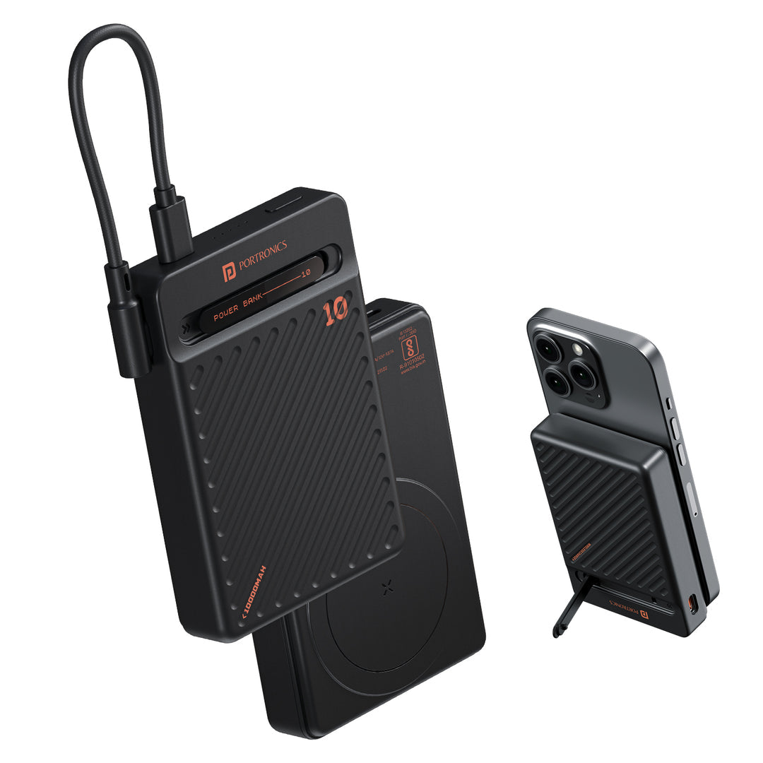 Chyro 15W Wireless Charging | 20W Max Wired Output | MagSafe Mobile Stand | Bi-Directional Type C Dual Port