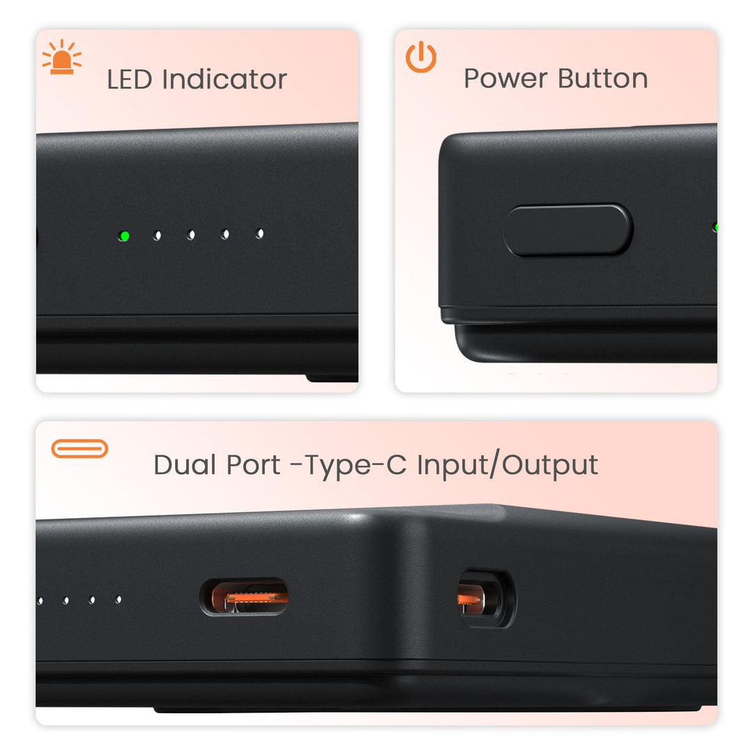 Chyro 15W Wireless Charging | 20W Max Wired Output | MagSafe Mobile Stand | Bi-Directional Type C Dual Port