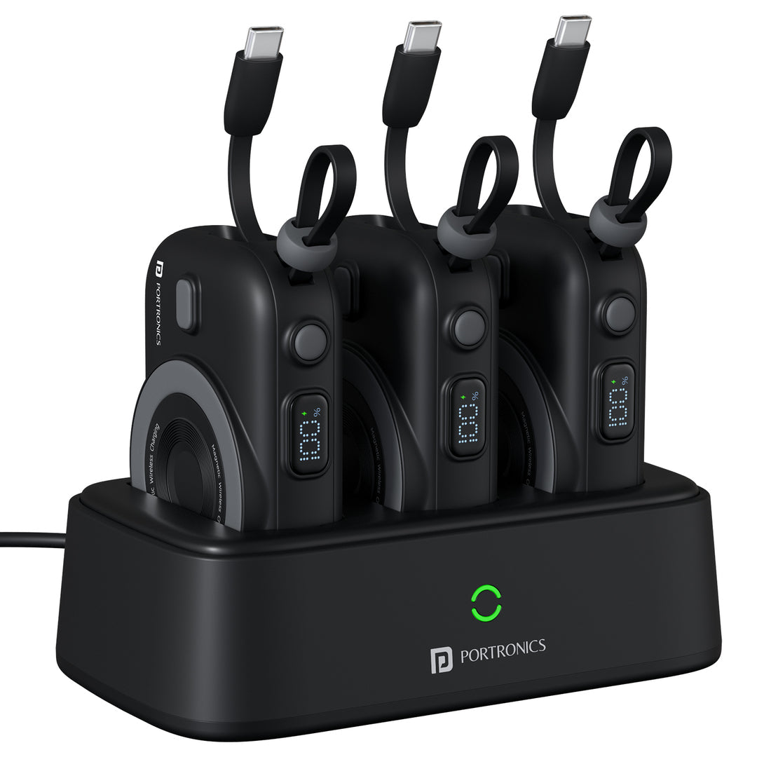 Power Shutter Home 15W Wireless Output | 22.5W Wired Output | In Built Type C Cable | LED Battery Display