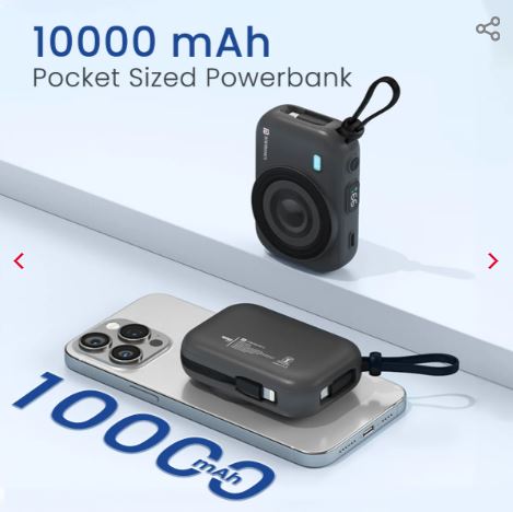 Power Shutter 15W Wireless Charging | 22.5W Type C PD Output | In Built Type C & 8 Pin Cable | LED Display