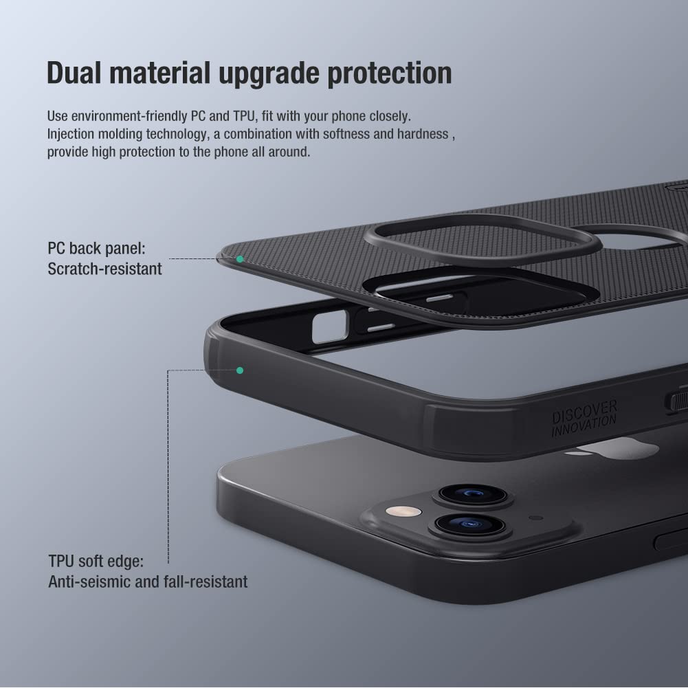 Nillkin Case for Apple Super Frosted Shield Pro Hard Back Soft Border (PC + TPU) Shock Absorb Cover Raised Bezel Camera Protect PC with Logo Cut Black
