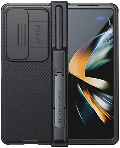 Nillkin Case for Samsung Galaxy Z Fold 4 5G (7.6" Inch) CamShield Pro Camera Slider with S Pen Slot Double Layered Protection TPU + PC Black Color