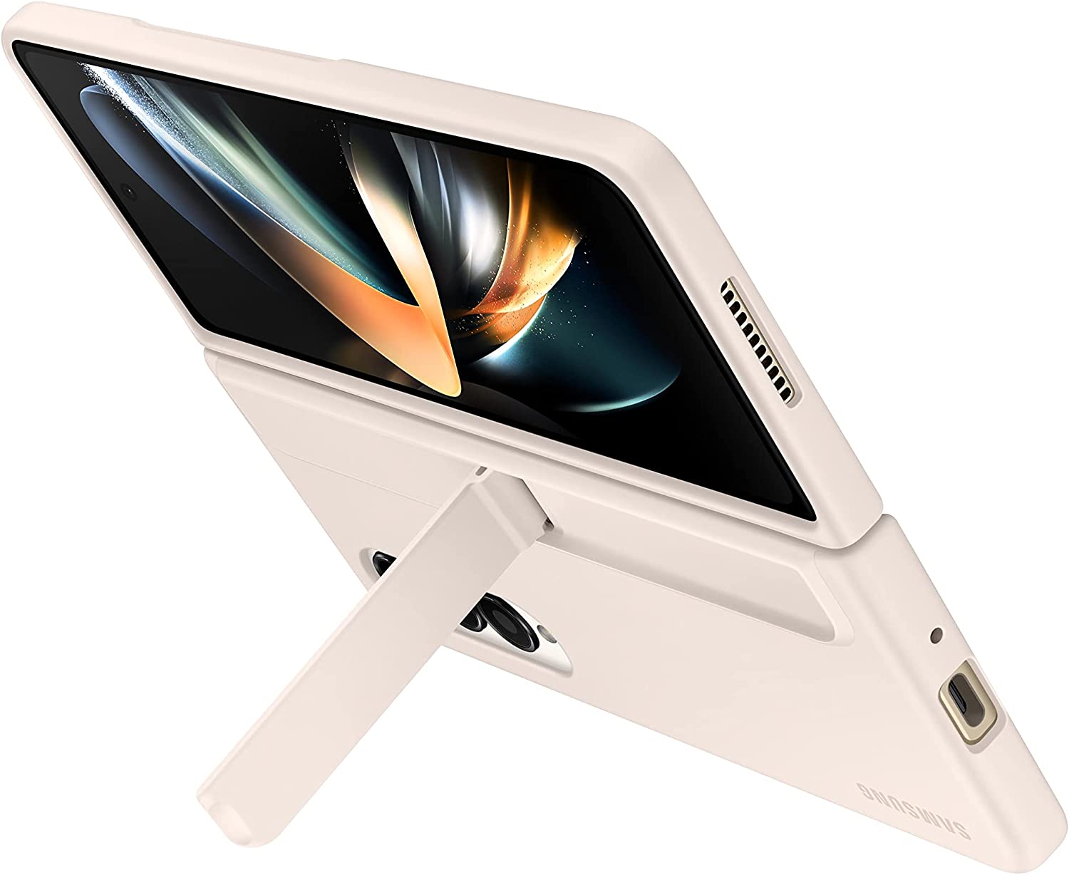 Samsung Galaxy Z Fold 4 Plastic Standing Cover with S Pen and S Pen Holder, Protective Phone Case with Kickstand for Hands Free Viewing