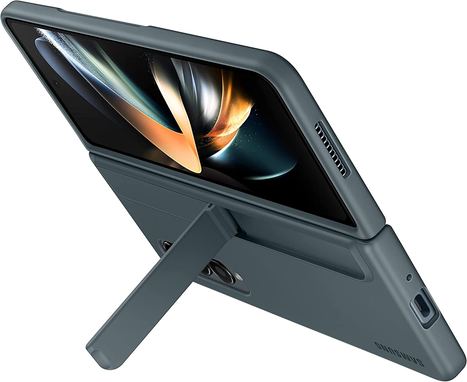 Samsung Galaxy Z Fold 4 Plastic Standing Cover with S Pen and S Pen Holder, Protective Phone Case with Kickstand for Hands Free Viewing