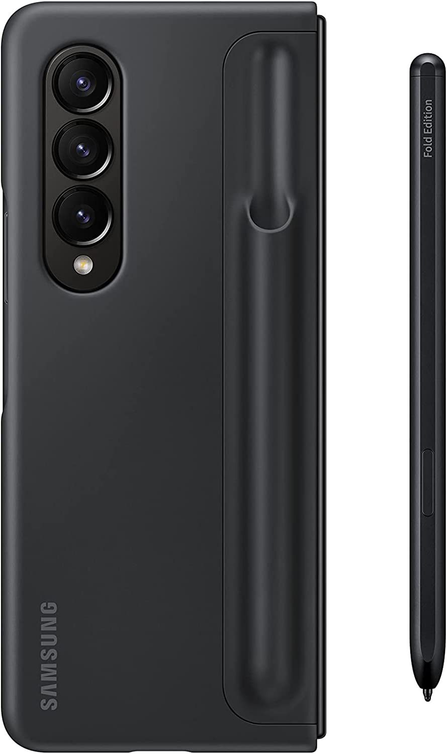 Samsung Galaxy Z Fold 4 Plastic Standing Cover with S Pen and S Pen Holder, Protective Phone Case with Kickstand for Hands Free Viewing