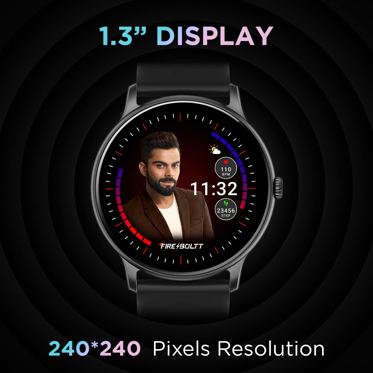 FireBoltt Phoenix Bluetooth Calling Smartwatch 1.3" 240*240 PX High Res with 120+ Sports Modes, SpO2, Heart Rate Monitoring & IP68 Rating