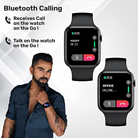 Firebolt ring/call Bluetooth Calling Smartwatch with SpO2 & 1.7” Metal Body with Blood Oxygen Monitoring, Continuous Heart Rate, Full Touch & Multiple Watch Faces (Black), M (BSW005)