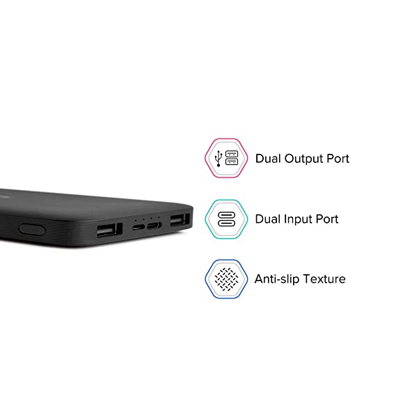 Redmi 10000 mAh Fast Charging Slim Power Bank (Black, 10W Fast Charging, Dual Ports)