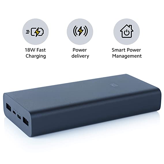 Mi Power Bank 3i 20000mAh | 18W Fast PD Charging | Input- Type C and Micro USB| Triple Output | Sandstone Black