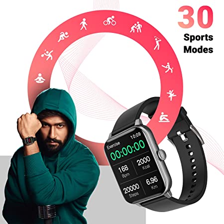 FireBoltt Ninja Calling 1.69" Full Touch Bluetooth Calling Smartwatch with 30 Sports Mode, SpO2, Heart Rate Monitoring & AI Voice Assistant (Metal Grey)