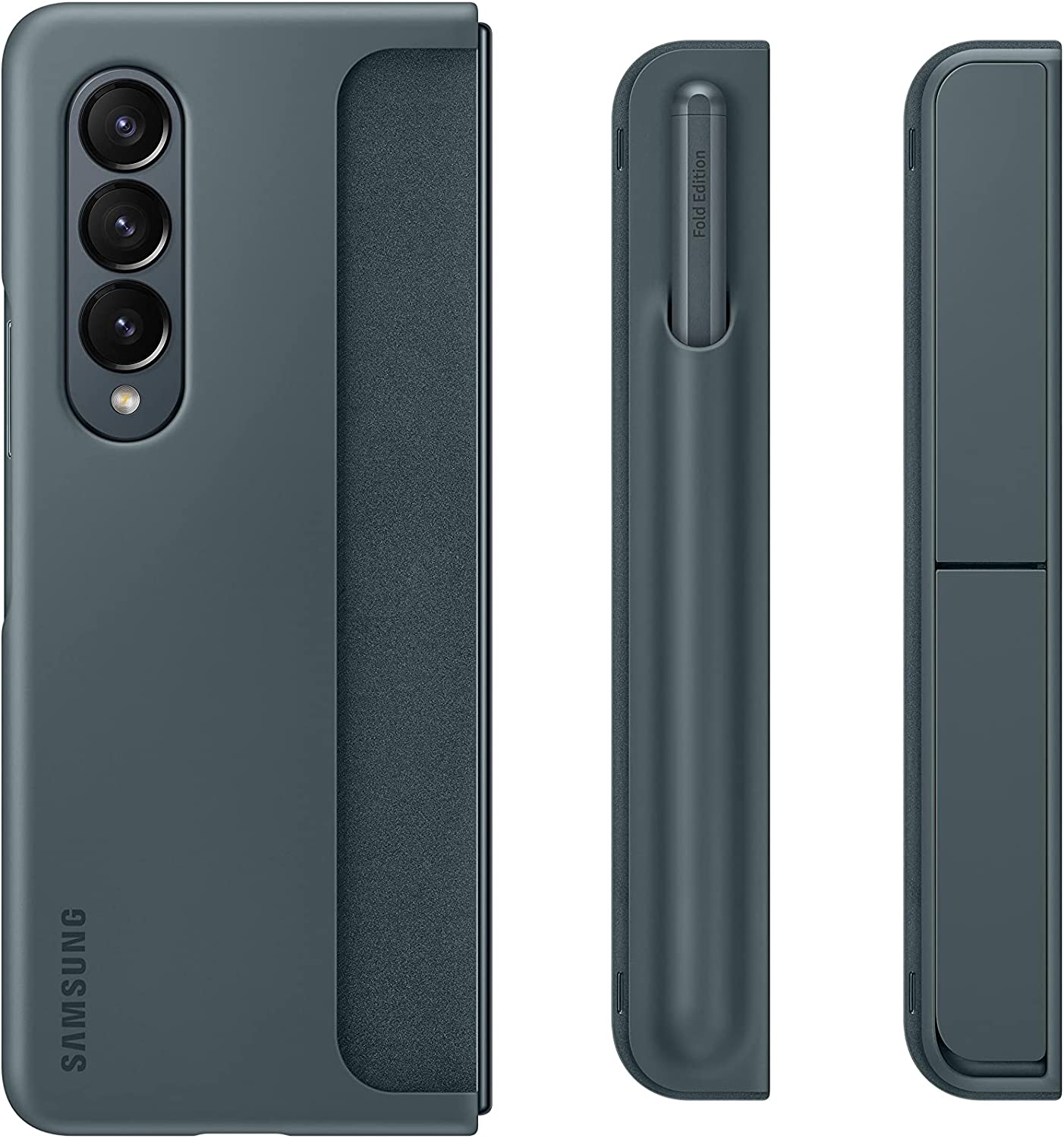 Samsung Galaxy Z Fold 4 Plastic Standing Cover with S Pen and S Pen Holder, Protective Phone Case with Kickstand for Hands Free Viewing