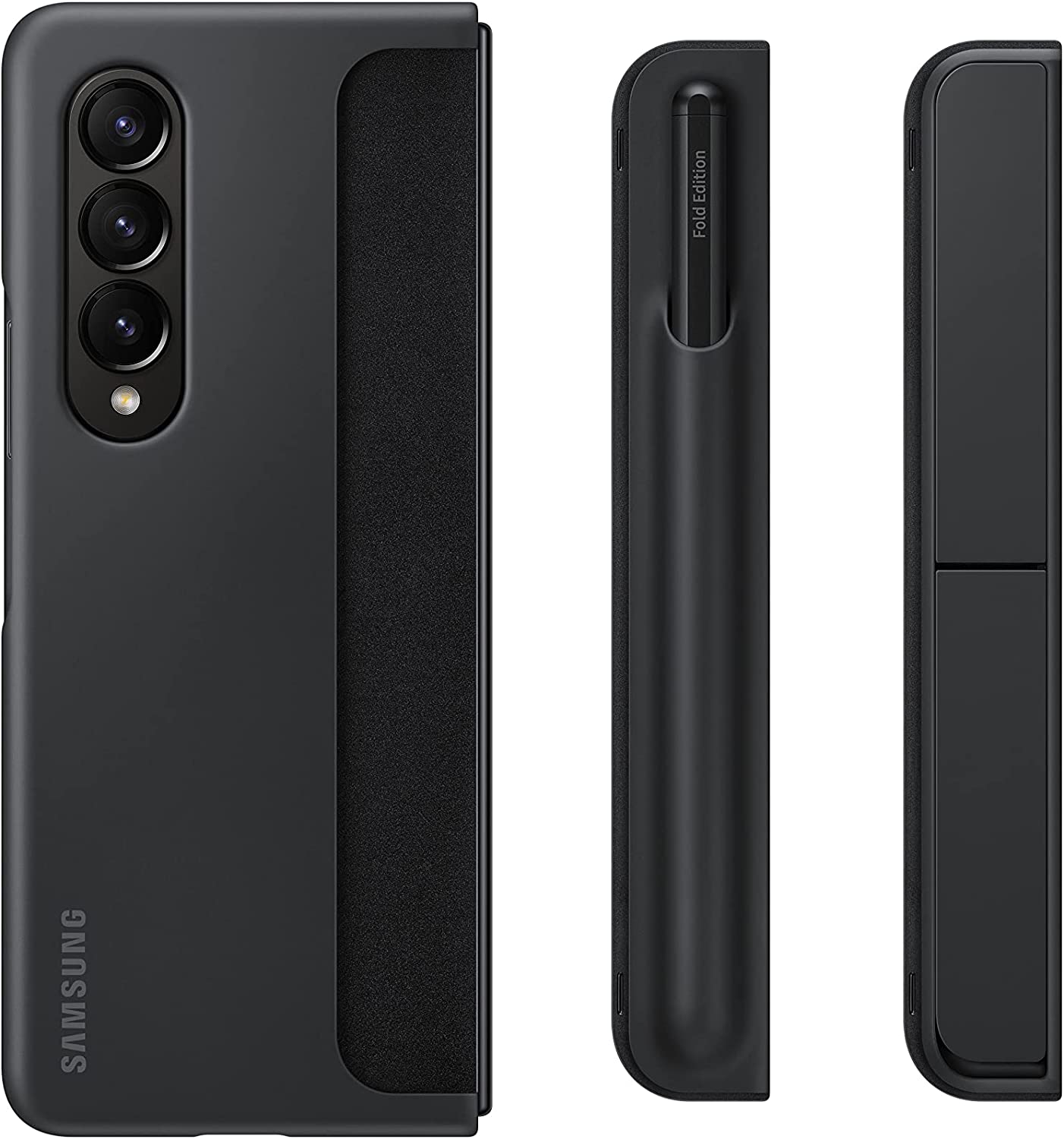 Samsung Galaxy Z Fold 4 Plastic Standing Cover with S Pen and S Pen Holder, Protective Phone Case with Kickstand for Hands Free Viewing