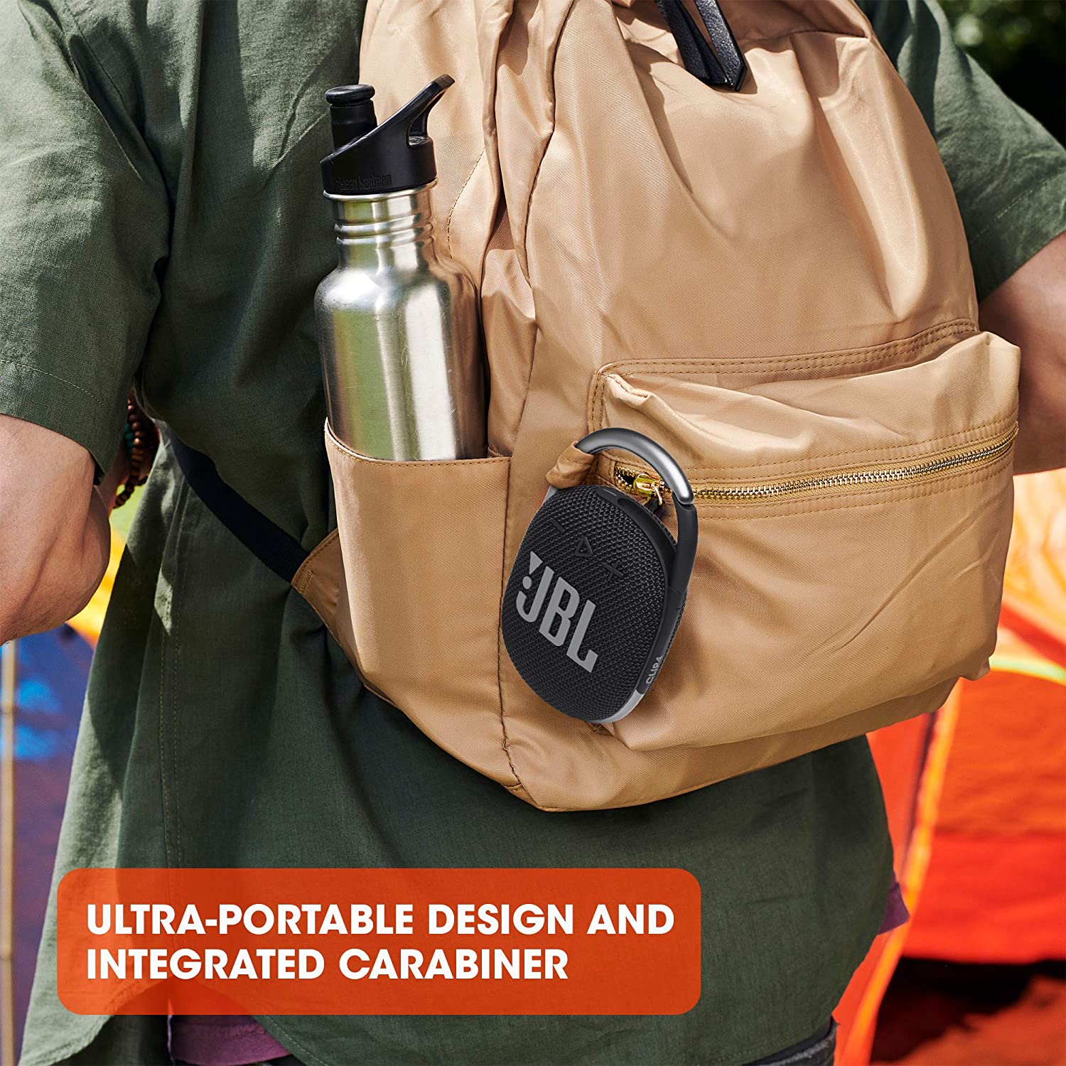 JBL Clip 4, Wireless Ultra Portable Bluetooth Speaker, Pro Sound, Integrated Carabiner, Vibrant Colors with Rugged Fabric Design, Dust & Waterproof, Type C