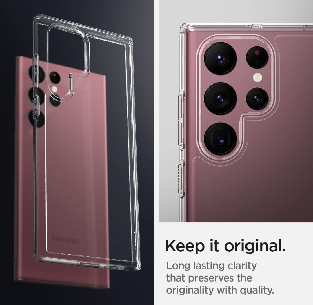 Spigen Ultra Hybrid Back Cover Case for Samsung Galaxy S22 Ultra (TPU + Poly Carbonate | Crystal Clear)