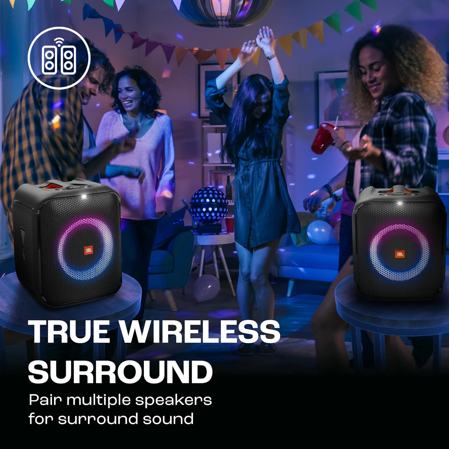 JBL Partybox Encore Essential | Portable Bluetooth Party Speaker | 100W Monstrous Pro Sound | Dynamic Light Show | Upto 6Hrs Playtime | Built-in Powerbank | Mic Support PartyBox App (Black)