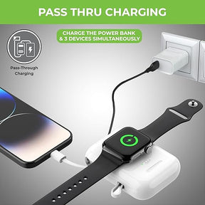 UltraProlink  Case with Wireless Sync for Airpods Pro Gen1 & 2|5200mAh-15W| Powerbank for iWatch, iPhone Series 15 & 16|4in1 Charging|15W Type C Cable Output|