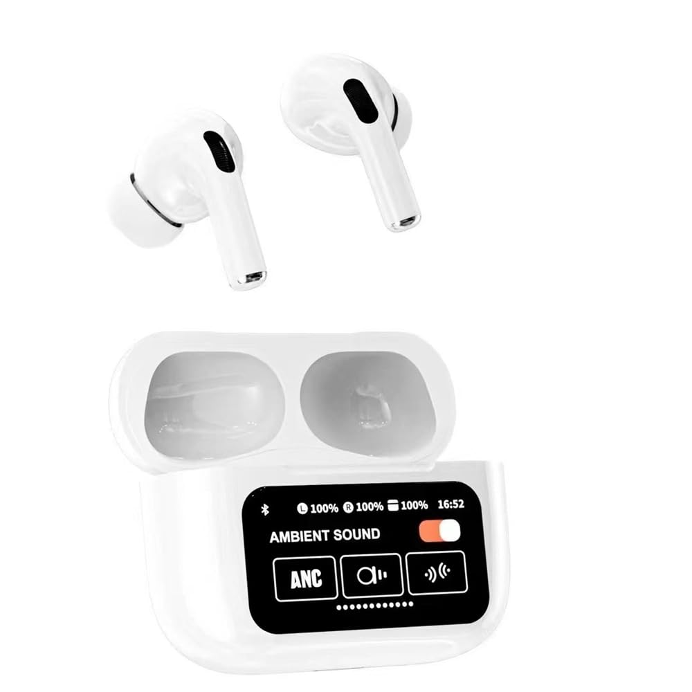 AirPods Pro 2nd Generation, with Display Touch Screen Wireless Earbuds, with- ANC Active Noise Cancellation, Type-C Fast Charging (White)