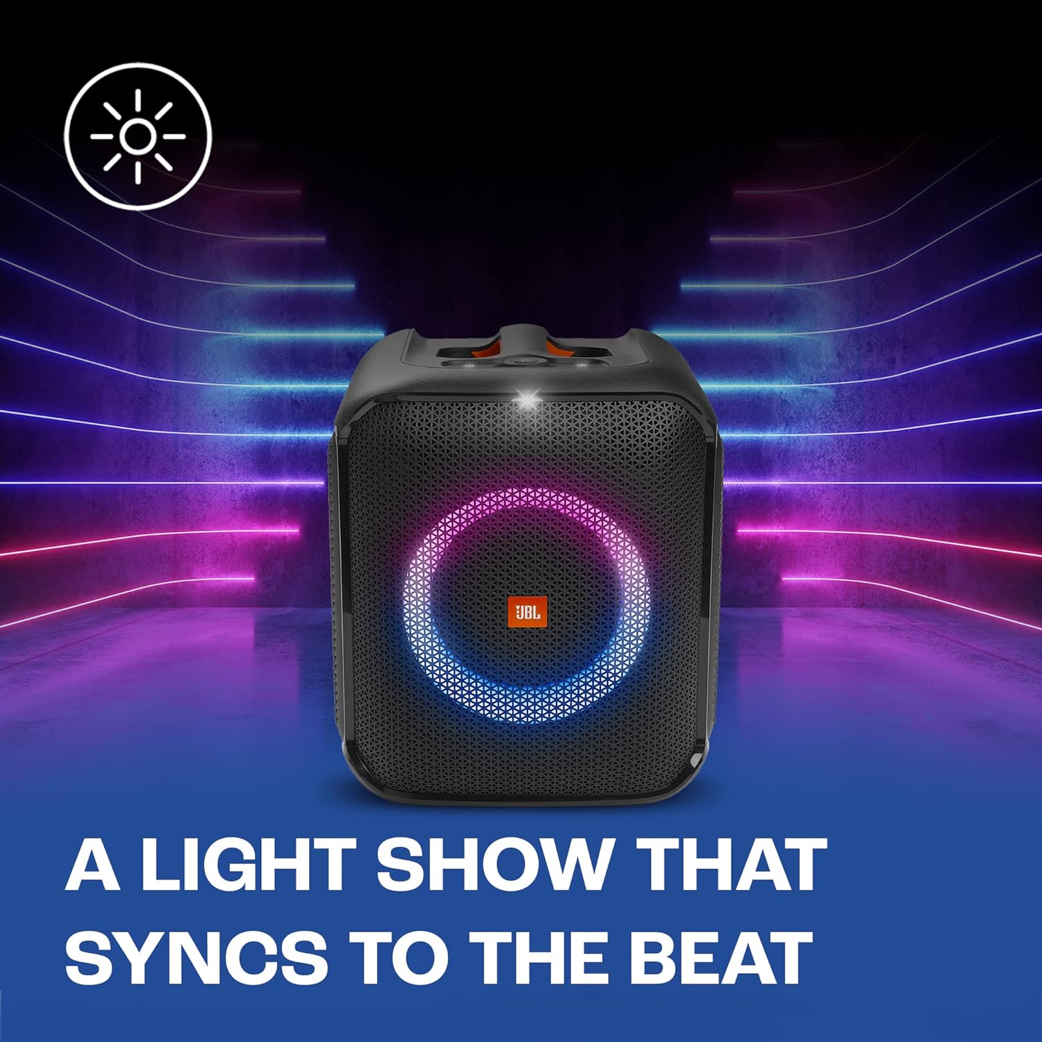 JBL Partybox Encore Essential | Portable Bluetooth Party Speaker | 100W Monstrous Pro Sound | Dynamic Light Show | Upto 6Hrs Playtime | Built-in Powerbank | Mic Support PartyBox App (Black)