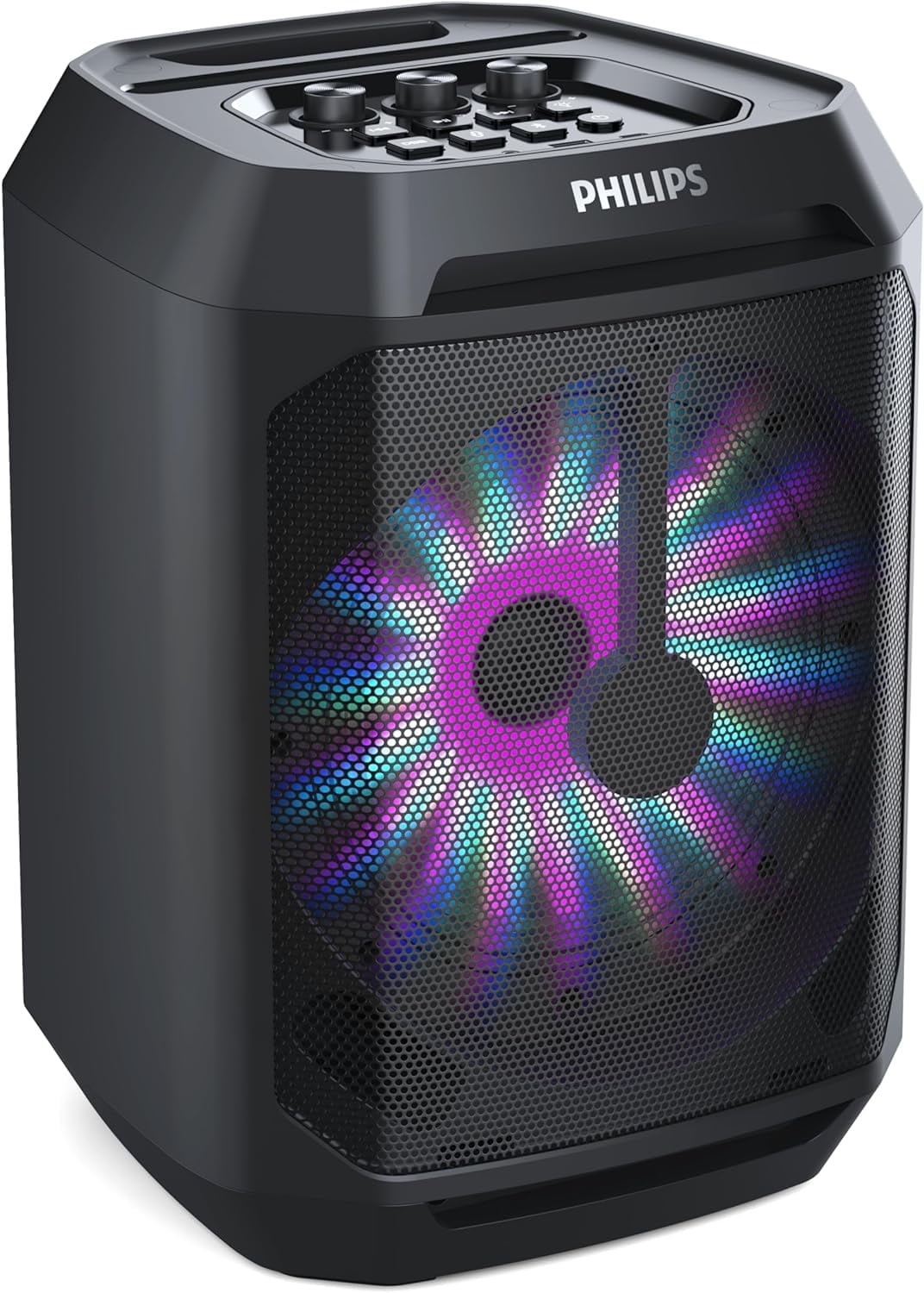 Philips Party Bluetooth Speaker – 30W Portable with Bass Boost, 8 In. Woofer, Lights, 7 Hr. Playback, Mic Input