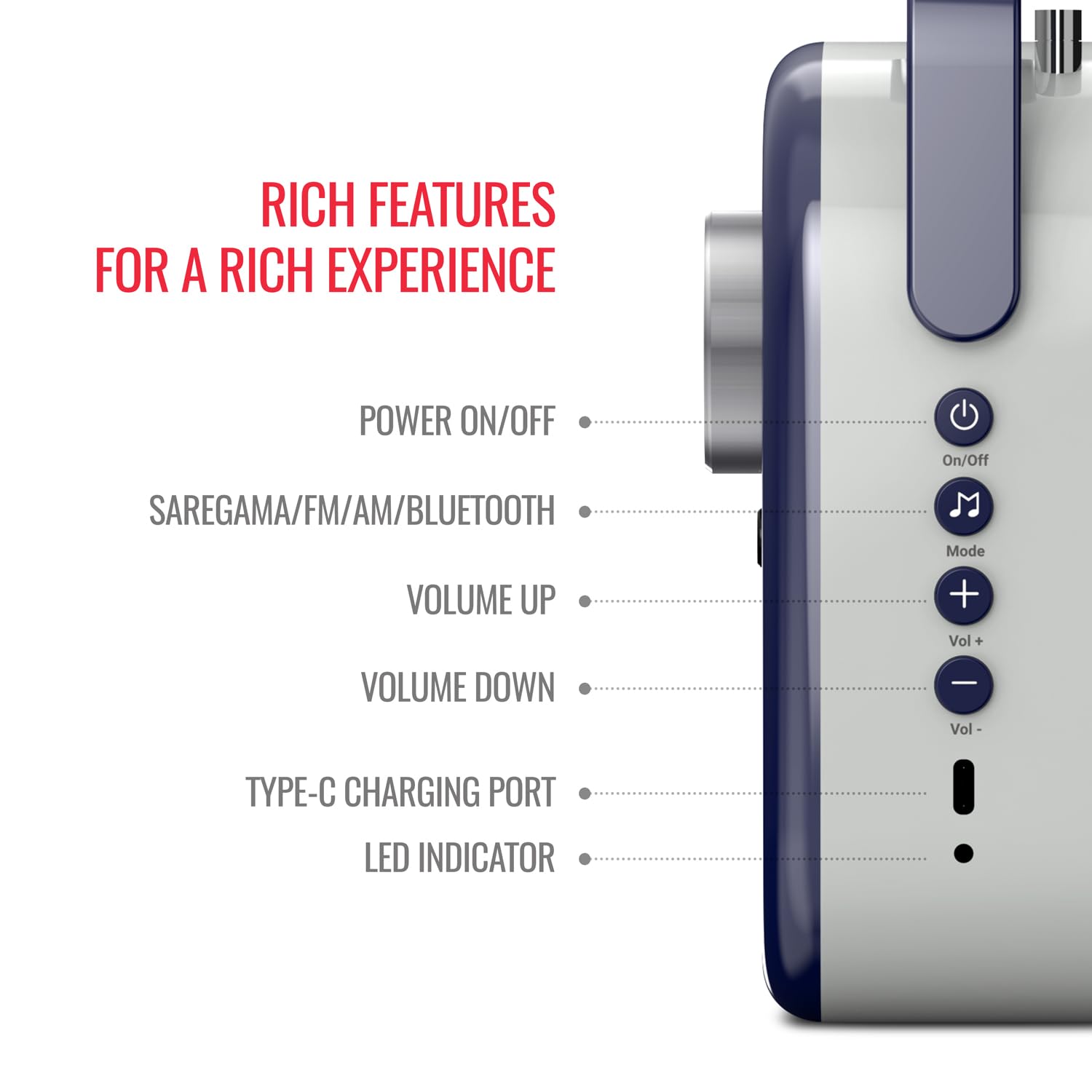 Saregama Carvaan Lite Hindi - Portable Music Player with 3000 Pre-Loaded Evergreen Songs, FM/BT/AUX