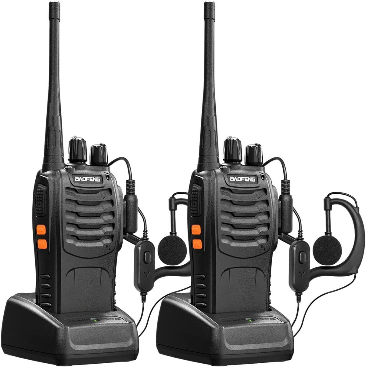 Baofeng Walkie Talkies bf-888s Rechargeable Two-Way Radios for Adults Long Range Handheld Communicator Professional UHF Interphone 2 Pack Walky Talky Set with Earpiece,Li-ion Battery and Charger