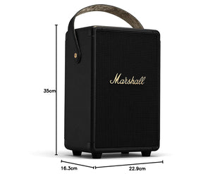 Marshall Tufton Portable Bluetooth Speaker with 20+ hours of portable playtime, (360° sound), Water-Resistant (IPX2) - Black & Brass.