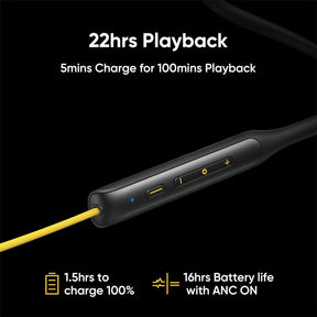 realme Buds Wireless Pro Bluetooth in Ear Earphones with Mic, Fast Charging & Up to 22Hrs Playtime (Yellow)