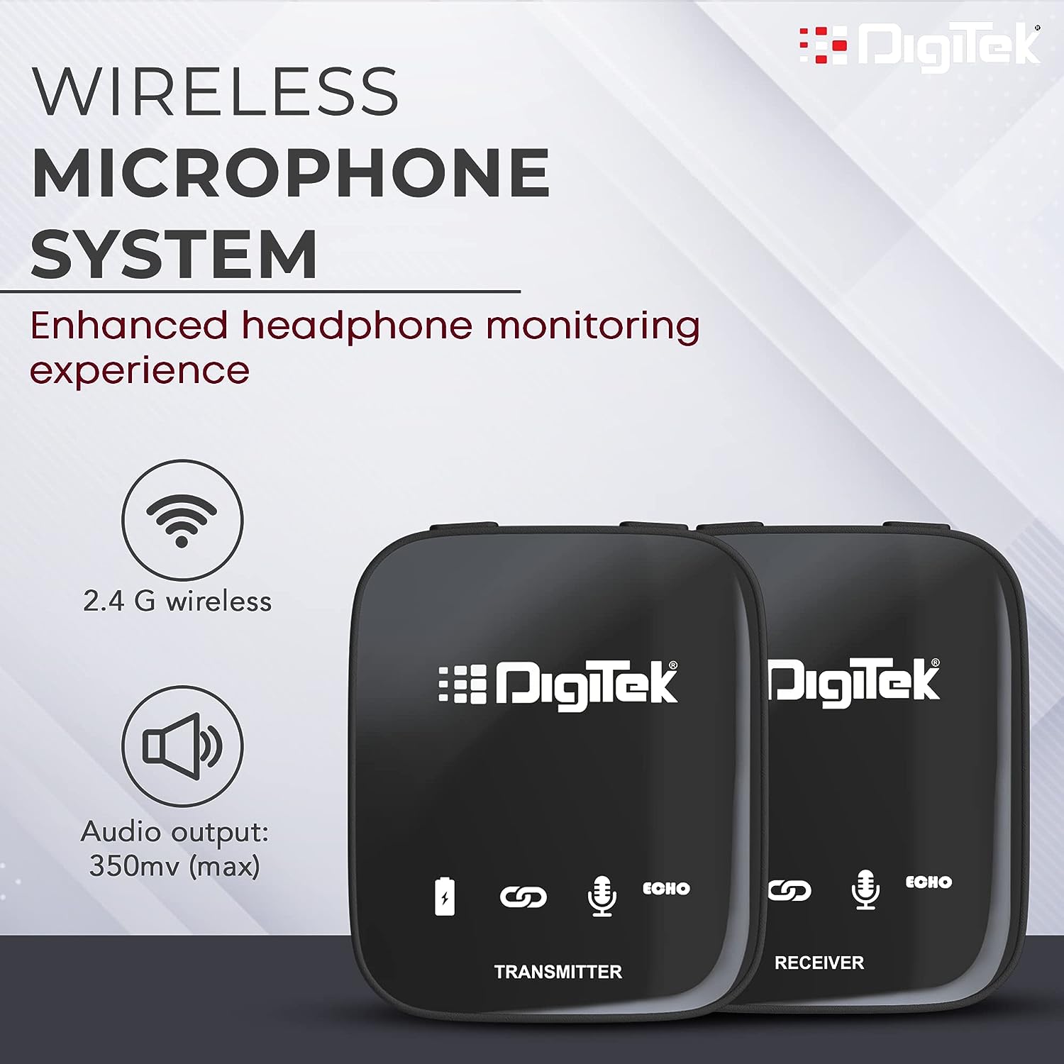 Digitek® (DWM 101 Wireless Microphone System with ANC Noise Reduction, 360° Sound Capture, 100M Range, Upto 12 Hrs Working Time, for DSLR Camera, Android & iOS Smartphones, Seamless Audio Recording