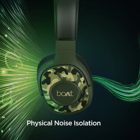 Roll over image to zoom in boAt Rockerz 550 Over Ear Bluetooth Headphones with Upto 20 Hours Playback, 50MM Drivers, Soft Padded Ear Cushions and Physical Noise Isolation, Without Mic (Army Green)