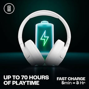 JBL Tune 770NC Wireless Over Ear ANC Headphones with Mic, Upto 70 Hrs Playtime, Speedcharge, Google Fast Pair, Dual Pairing, BT 5.3 LE Audio, Customize on Headphones App (White)