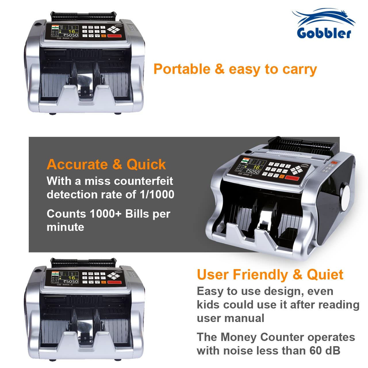 Mix Note Value Counting Business-Grade Machine Fully Automatic Cash Counter with Fake Note Detection