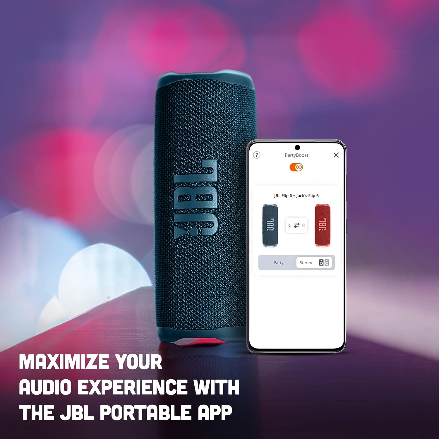 JBL Flip 6 Wireless Portable Bluetooth Speaker Pro Sound, Upto 12 Hours Playtime, IP67 Water & Dustproof, PartyBoost & Personalization App