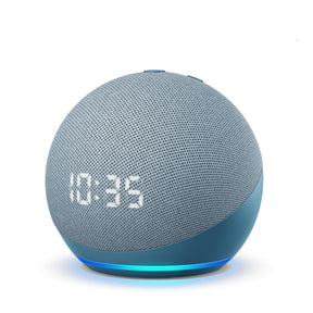 Amazon Echo Dot 4th Gen with clock | Smart speaker with powerful bass, LED display and Alexa (Blue)